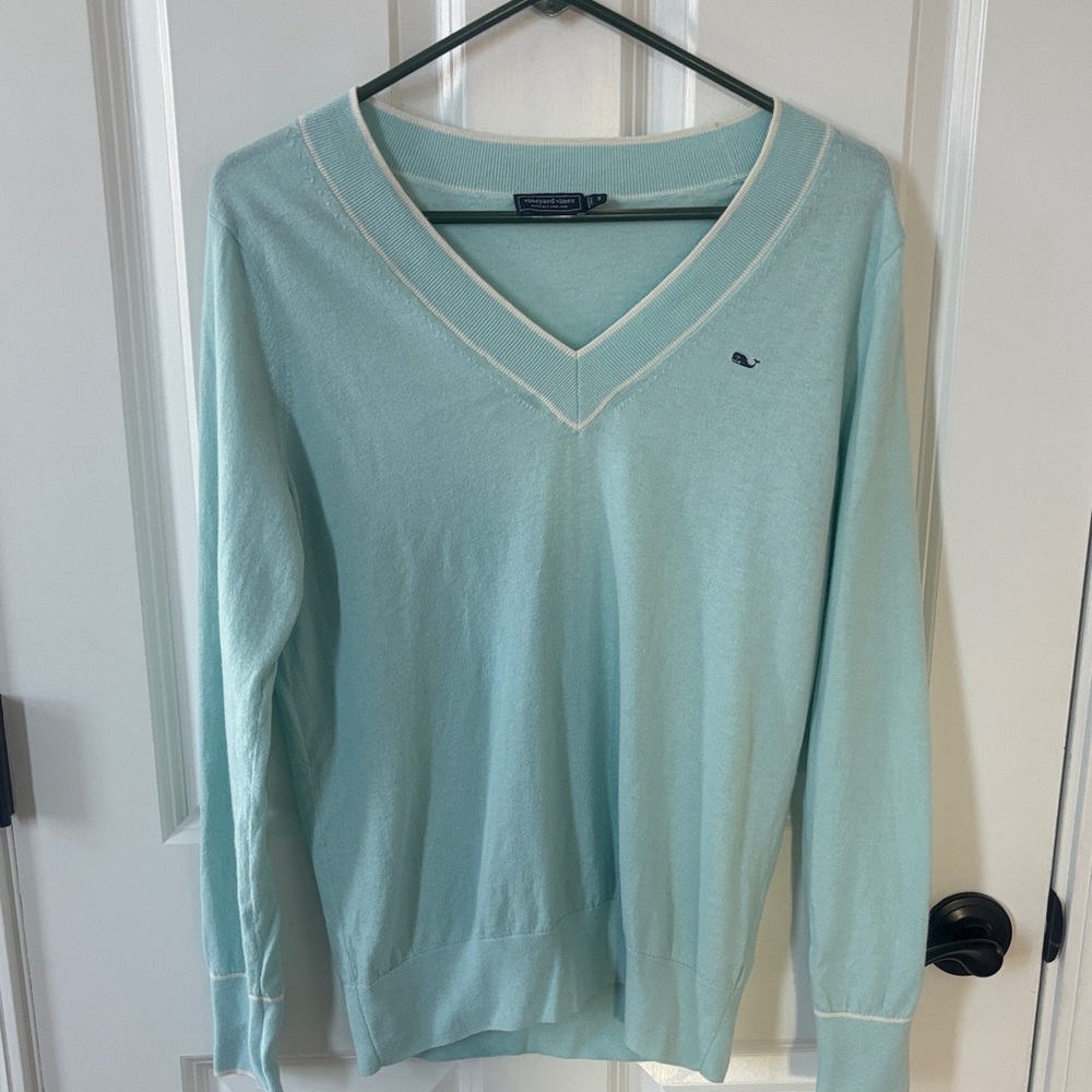 Vineyard Vines Women’s Sky Blue V-Neck Sweater